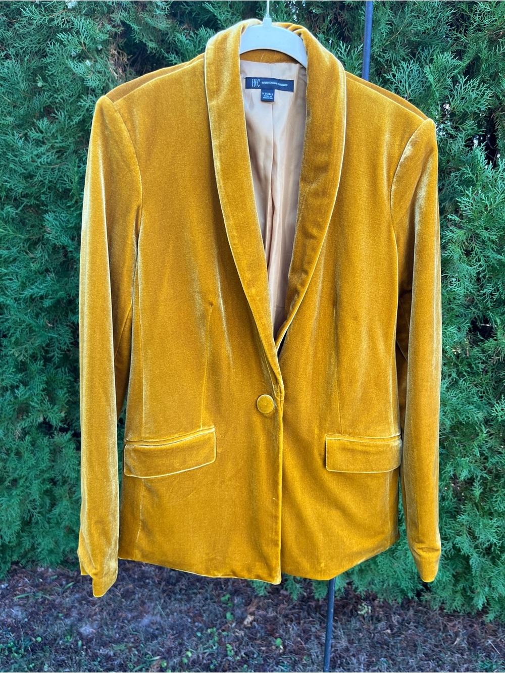 INC International Concepts Women's Golden Velvet Soft Blazer